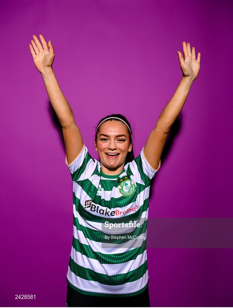 7 February 2023; Alannah McEvoy poses for a portrait during a Shamrock Rovers squad portrait session at Roadstone Group Sports Club in Dublin. Photo by Stephen McCarthy/Sportsfile