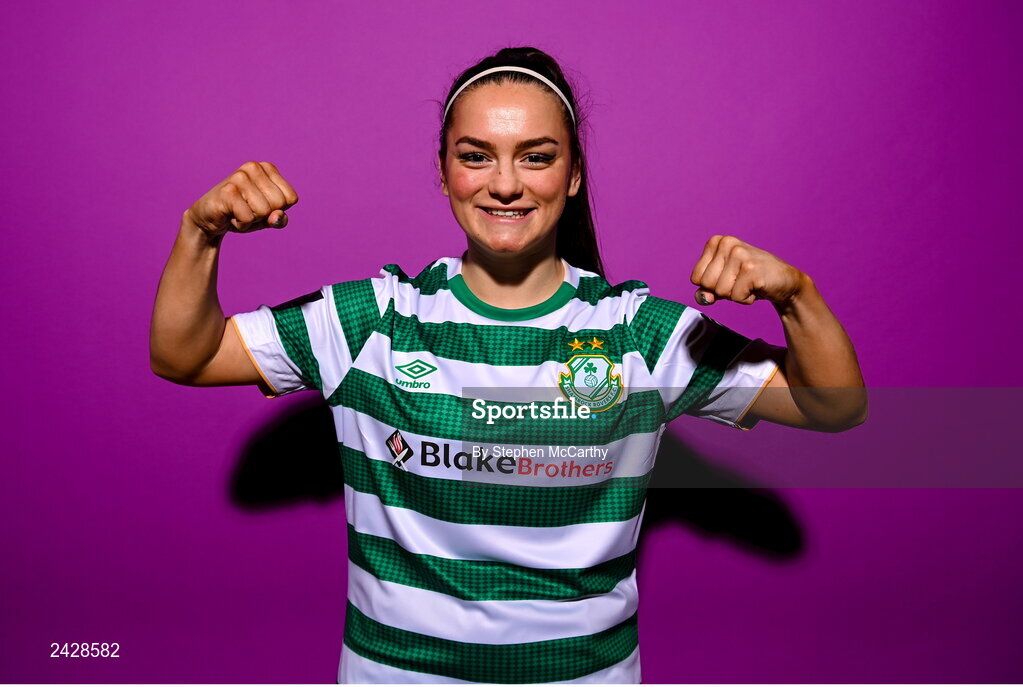 7 February 2023; Alannah McEvoy poses for a portrait during a Shamrock Rovers squad portrait session at Roadstone Group Sports Club in Dublin. Photo by Stephen McCarthy/Sportsfile