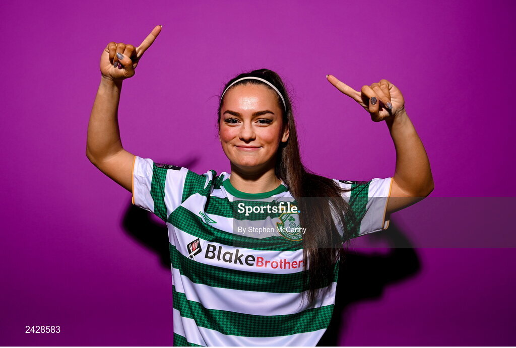 7 February 2023; Alannah McEvoy poses for a portrait during a Shamrock Rovers squad portrait session at Roadstone Group Sports Club in Dublin. Photo by Stephen McCarthy/Sportsfile