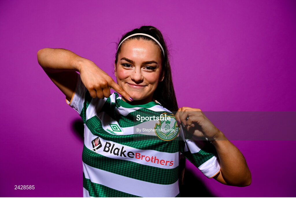 7 February 2023; Alannah McEvoy poses for a portrait during a Shamrock Rovers squad portrait session at Roadstone Group Sports Club in Dublin. Photo by Stephen McCarthy/Sportsfile