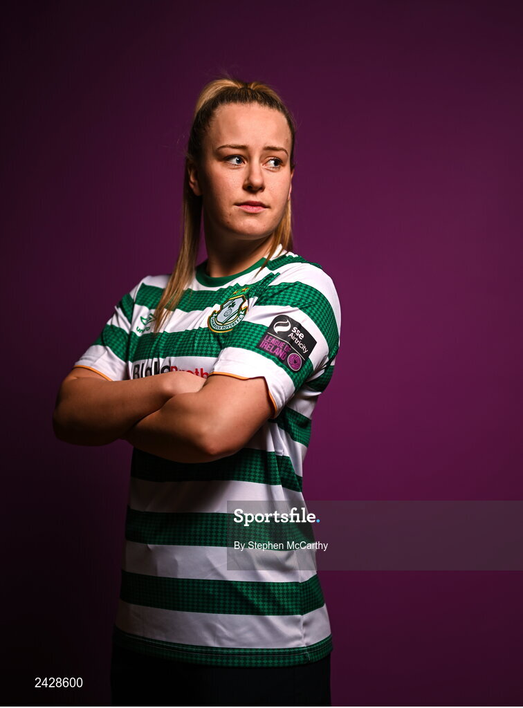 7 February 2023; Lauren Kelly poses for a portrait during a Shamrock Rovers squad portrait session at Roadstone Group Sports Club in Dublin. Photo by Stephen McCarthy/Sportsfile