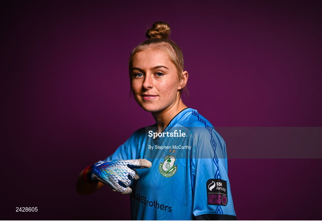 7 February 2023; Goalkeeper Summer Lawless poses for a portrait during a Shamrock Rovers squad portrait session at Roadstone Group Sports Club in Dublin. Photo by Stephen McCarthy/Sportsfile