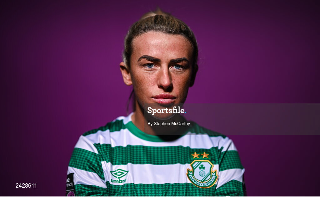 7 February 2023; Savannah McCarthy poses for a portrait during a Shamrock Rovers squad portrait session at Roadstone Group Sports Club in Dublin. Photo by Stephen McCarthy/Sportsfile