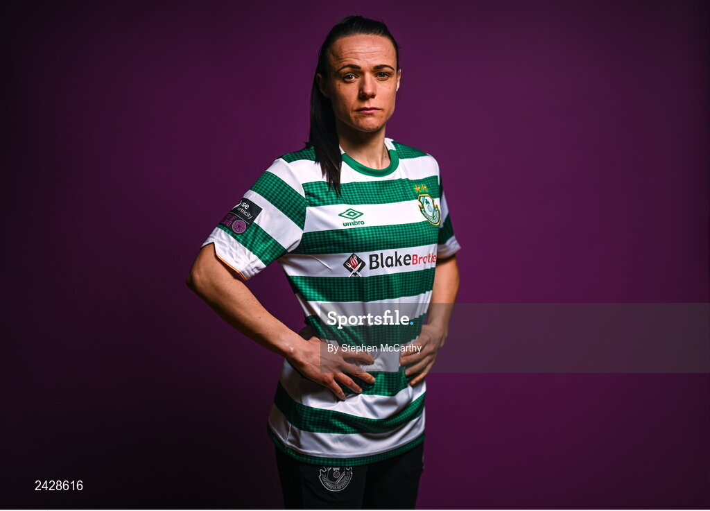 7 February 2023; Áine O'Gorman poses for a portrait during a Shamrock Rovers squad portrait session at Roadstone Group Sports Club in Dublin. Photo by Stephen McCarthy/Sportsfile