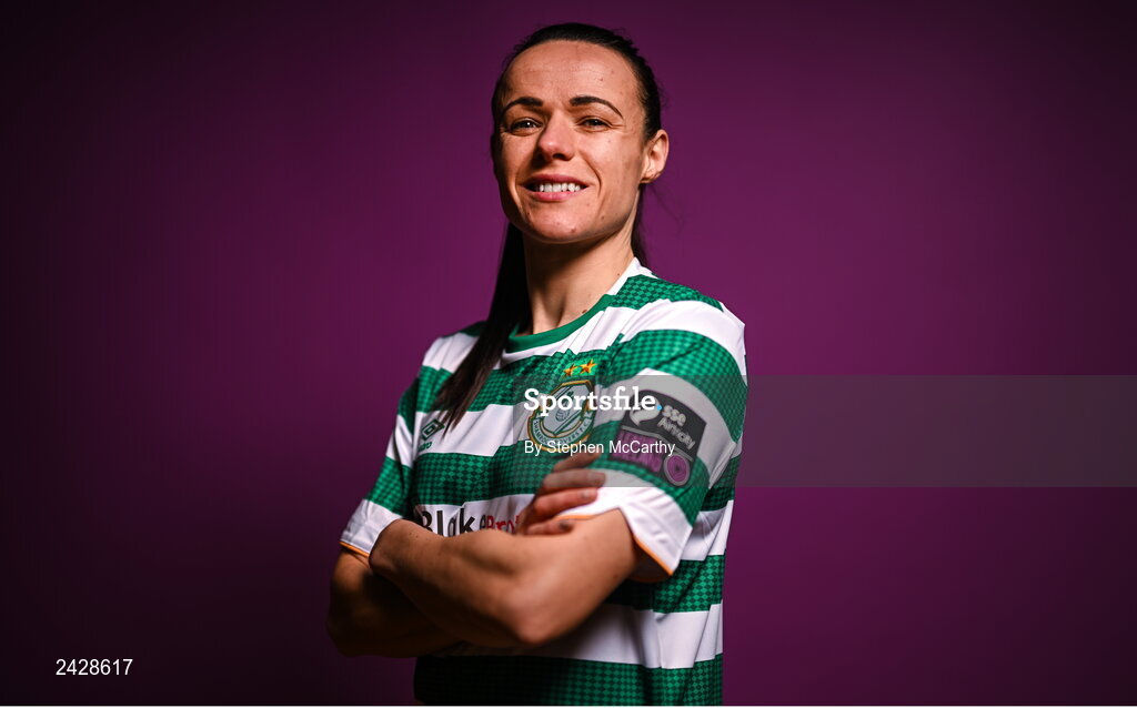 7 February 2023; Áine O'Gorman poses for a portrait during a Shamrock Rovers squad portrait session at Roadstone Group Sports Club in Dublin. Photo by Stephen McCarthy/Sportsfile