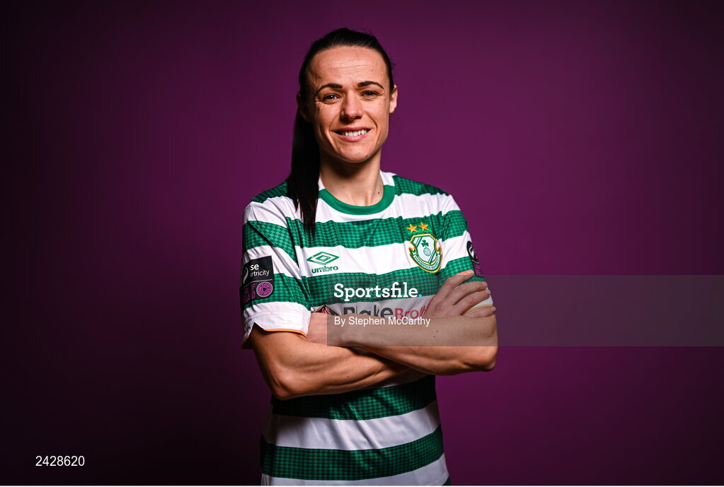 7 February 2023; Áine O'Gorman poses for a portrait during a Shamrock Rovers squad portrait session at Roadstone Group Sports Club in Dublin. Photo by Stephen McCarthy/Sportsfile