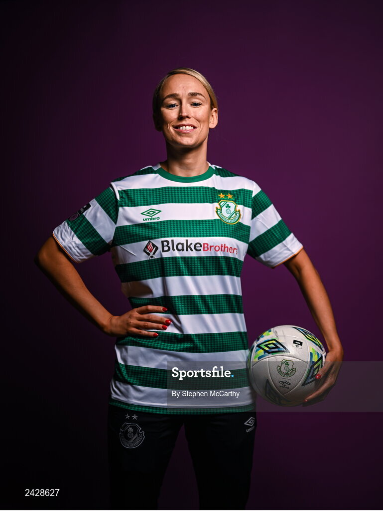 7 February 2023; Stephanie Roche poses for a portrait during a Shamrock Rovers squad portrait session at Roadstone Group Sports Club in Dublin. Photo by Stephen McCarthy/Sportsfile