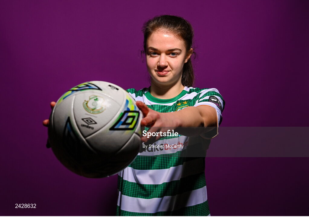 7 February 2023; Aoibhe Fleming poses for a portrait during a Shamrock Rovers squad portrait session at Roadstone Group Sports Club in Dublin. Photo by Stephen McCarthy/Sportsfile