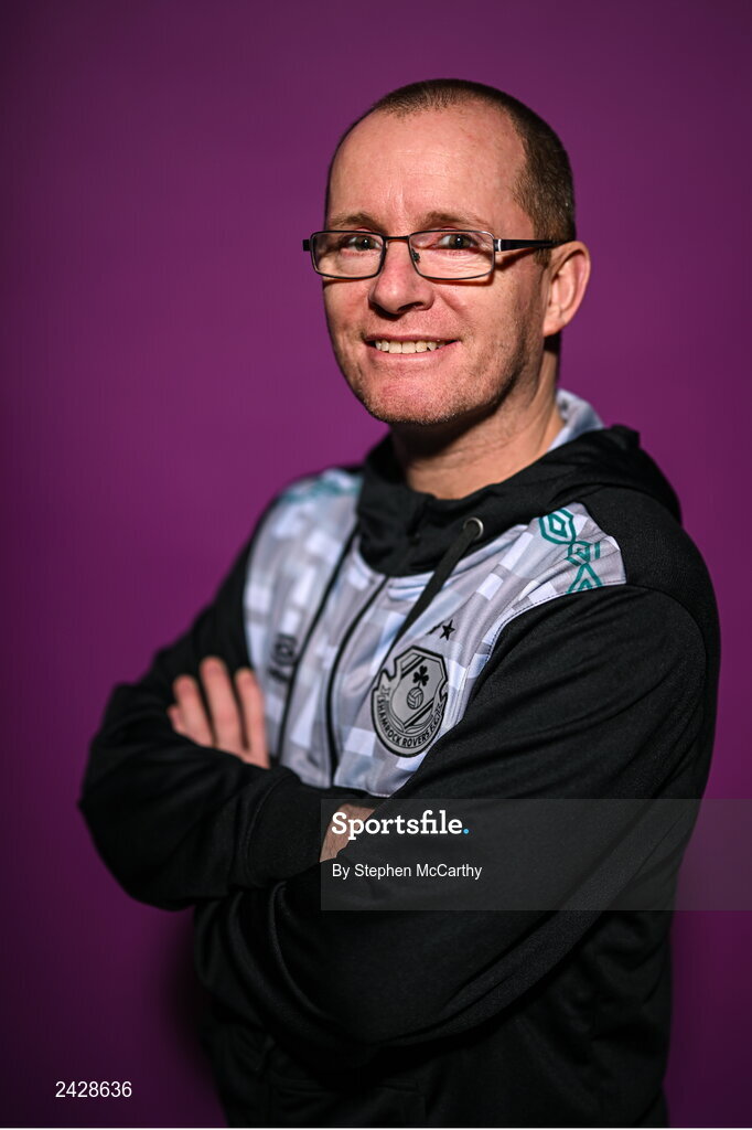 7 February 2023; Head of women's football Jason Carey poses for a portrait during a Shamrock Rovers squad portrait session at Roadstone Group Sports Club in Dublin. Photo by Stephen McCarthy/Sportsfile