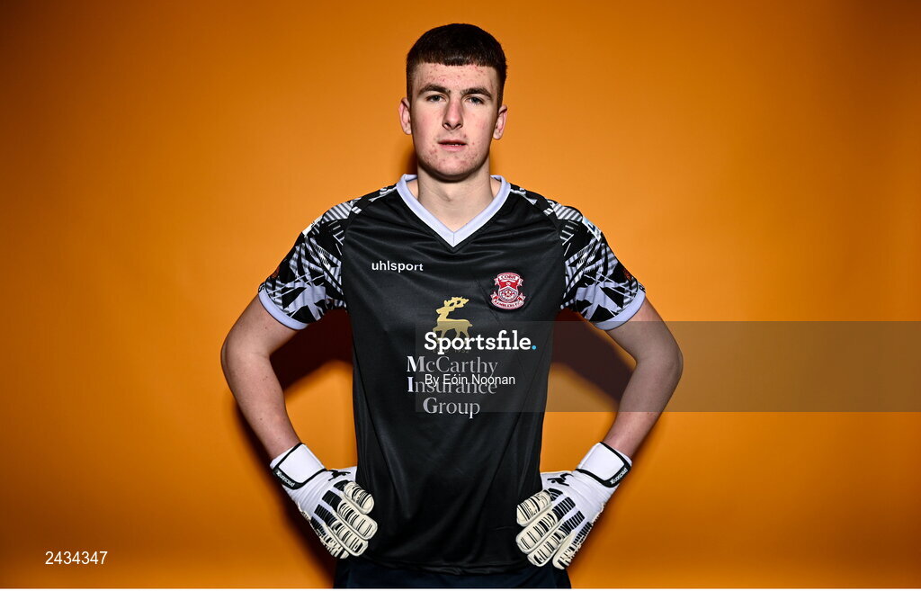 15 February 2023; Ryan Delaney poses for a portrait during a Cobh Ramblers squad portrait session at Lotamore Park in Mayfield, Cork. Photo by Eóin Noonan/Sportsfile