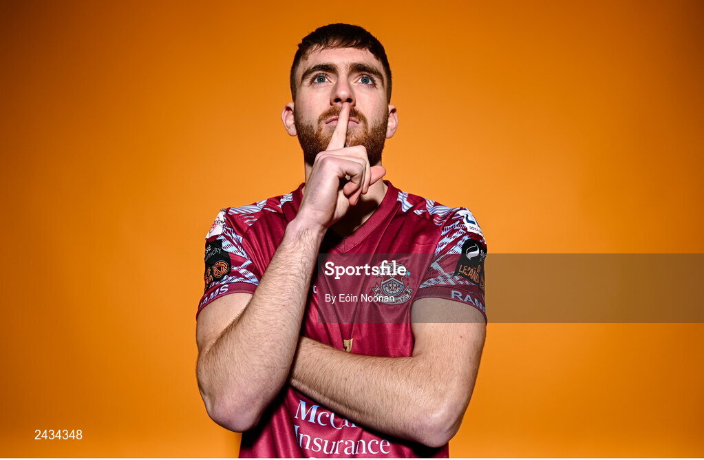 15 February 2023; Conor Drinan poses for a portrait during a Cobh Ramblers squad portrait session at Lotamore Park in Mayfield, Cork. Photo by Eóin Noonan/Sportsfile