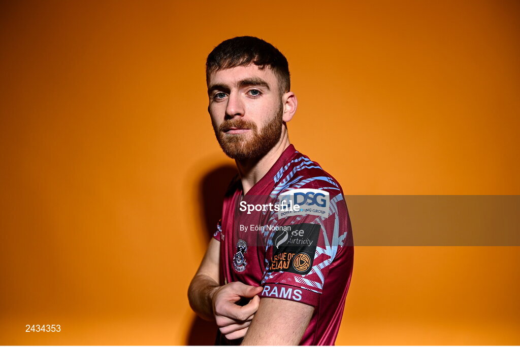 15 February 2023; Conor Drinan poses for a portrait during a Cobh Ramblers squad portrait session at Lotamore Park in Mayfield, Cork. Photo by Eóin Noonan/Sportsfile