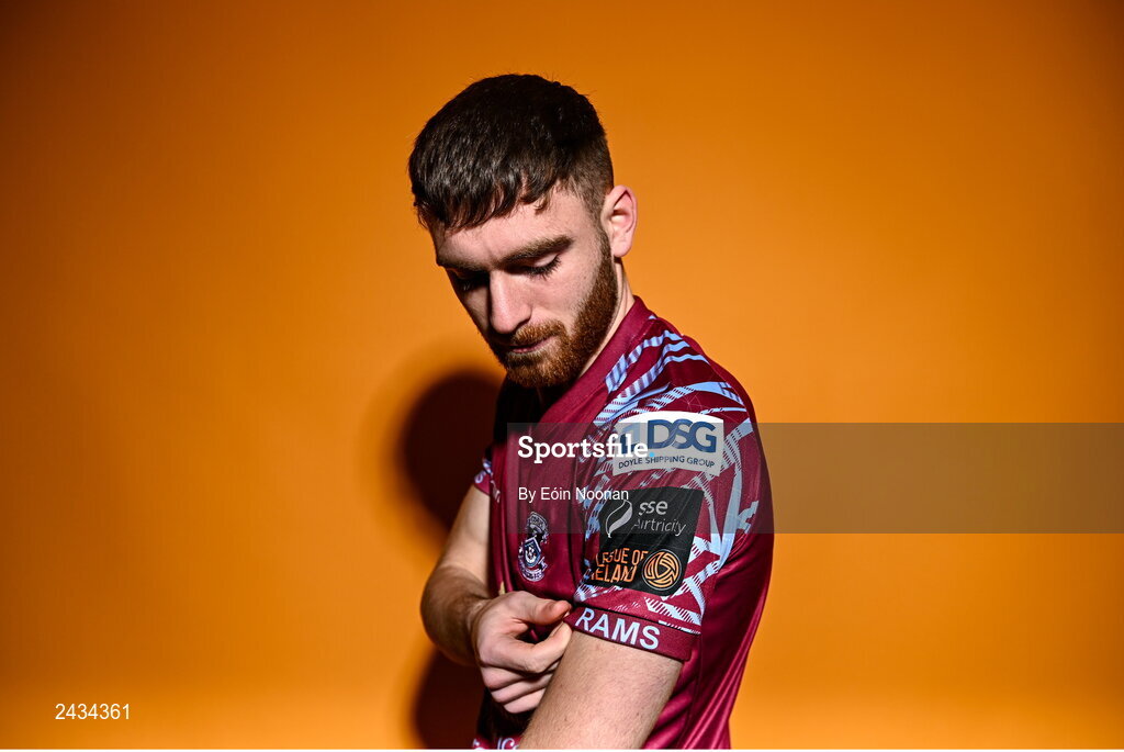 15 February 2023; Conor Drinan poses for a portrait during a Cobh Ramblers squad portrait session at Lotamore Park in Mayfield, Cork. Photo by Eóin Noonan/Sportsfile