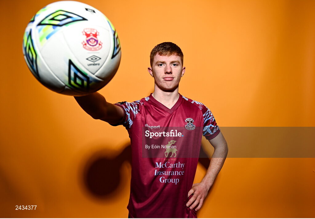15 February 2023; Cian Browne poses for a portrait during a Cobh Ramblers squad portrait session at Lotamore Park in Mayfield, Cork. Photo by Eóin Noonan/Sportsfile