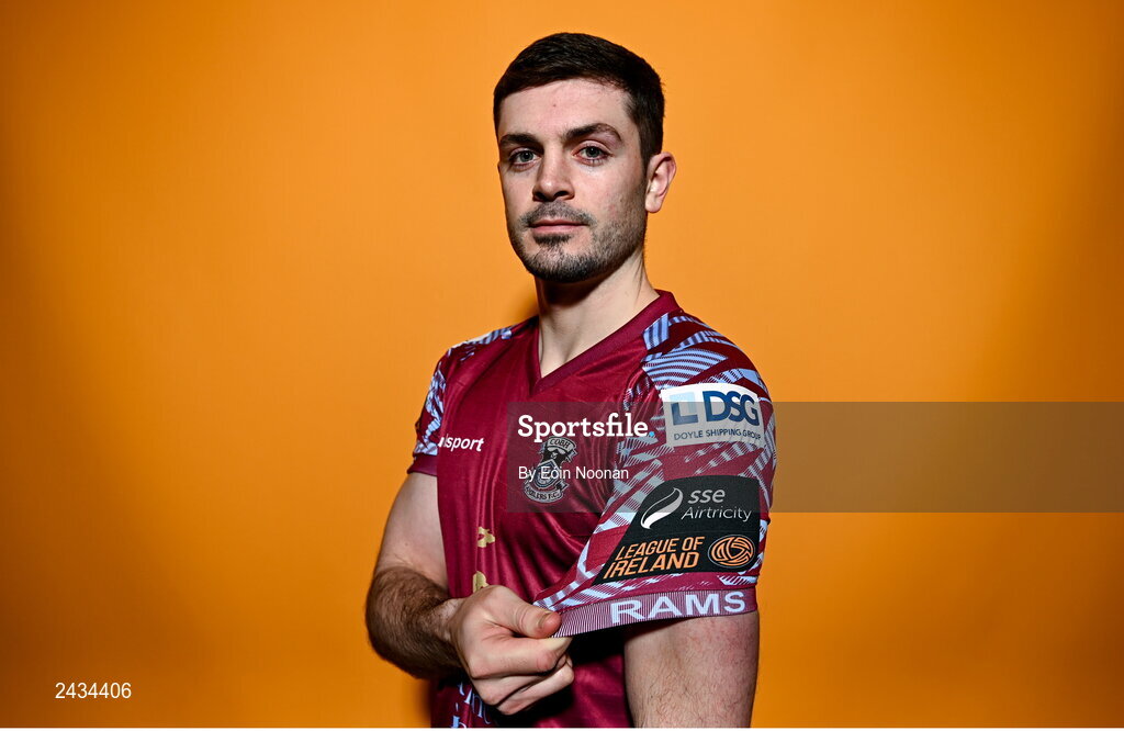 15 February 2023; Pierce Phillips poses for a portrait during a Cobh Ramblers squad portrait session at Lotamore Park in Mayfield, Cork. Photo by Eóin Noonan/Sportsfile