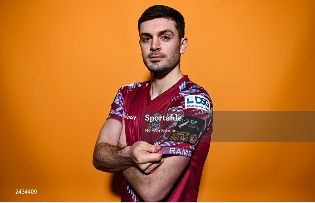 15 February 2023; Pierce Phillips poses for a portrait during a Cobh Ramblers squad portrait session at Lotamore Park in Mayfield, Cork. Photo by Eóin Noonan/Sportsfile