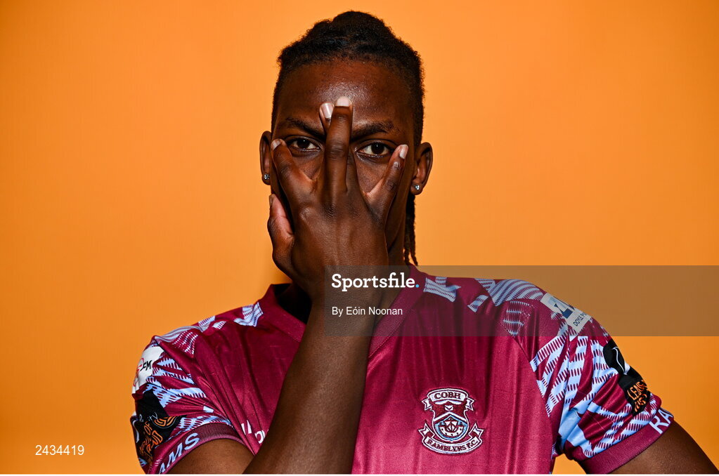 15 February 2023; Wilson Waweru poses for a portrait during a Cobh Ramblers squad portrait session at Lotamore Park in Mayfield, Cork. Photo by Eóin Noonan/Sportsfile