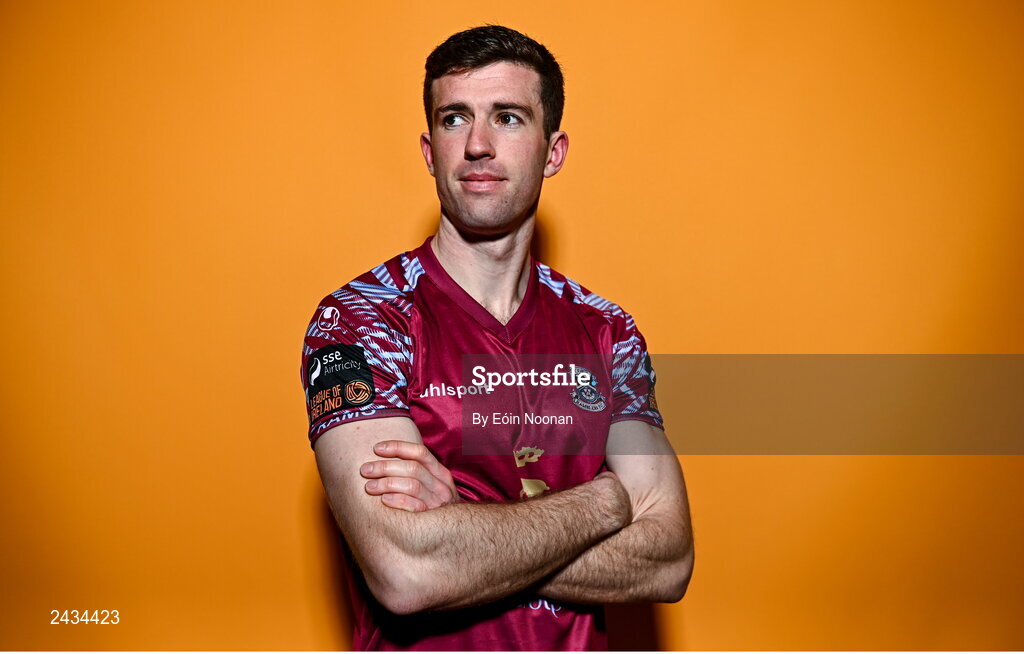 15 February 2023; Breandán Frahill poses for a portrait during a Cobh Ramblers squad portrait session at Lotamore Park in Mayfield, Cork. Photo by Eóin Noonan/Sportsfile