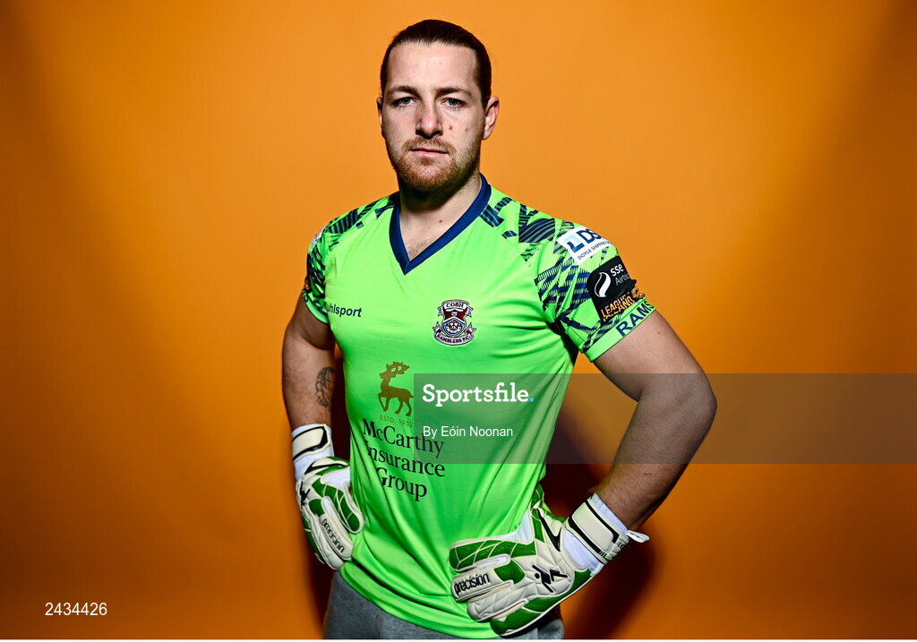 15 February 2023; Lee Steacy poses for a portrait during a Cobh Ramblers squad portrait session at Lotamore Park in Mayfield, Cork. Photo by Eóin Noonan/Sportsfile