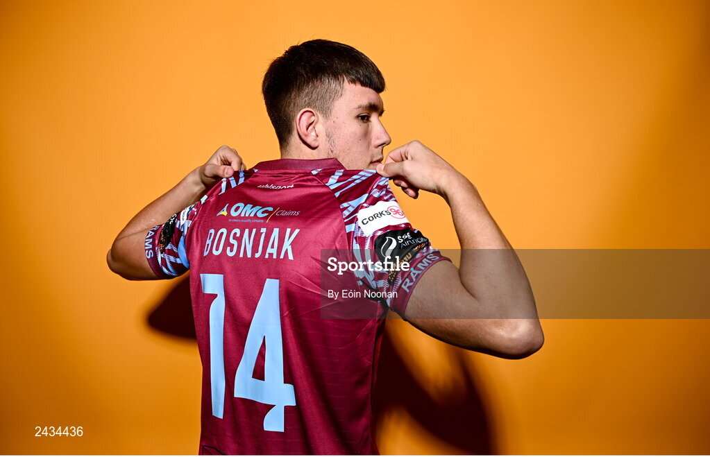 15 February 2023; David Bosnjak poses for a portrait during a Cobh Ramblers squad portrait session at Lotamore Park in Mayfield, Cork. Photo by Eóin Noonan/Sportsfile