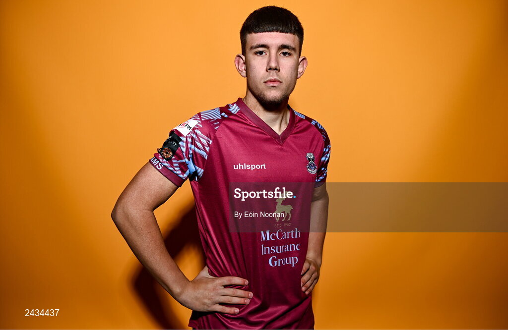15 February 2023; David Bosnjak poses for a portrait during a Cobh Ramblers squad portrait session at Lotamore Park in Mayfield, Cork. Photo by Eóin Noonan/Sportsfile
