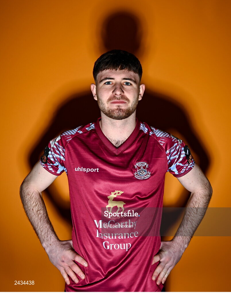 15 February 2023; Dale Holland poses for a portrait during a Cobh Ramblers squad portrait session at Lotamore Park in Mayfield, Cork. Photo by Eóin Noonan/Sportsfile