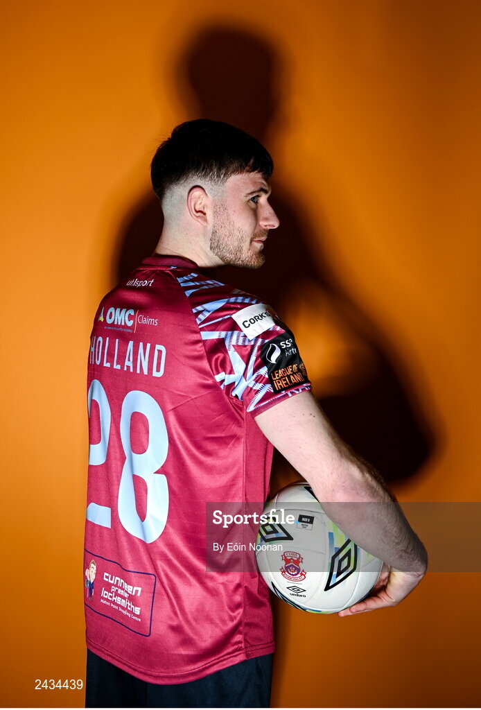 15 February 2023; Dale Holland poses for a portrait during a Cobh Ramblers squad portrait session at Lotamore Park in Mayfield, Cork. Photo by Eóin Noonan/Sportsfile