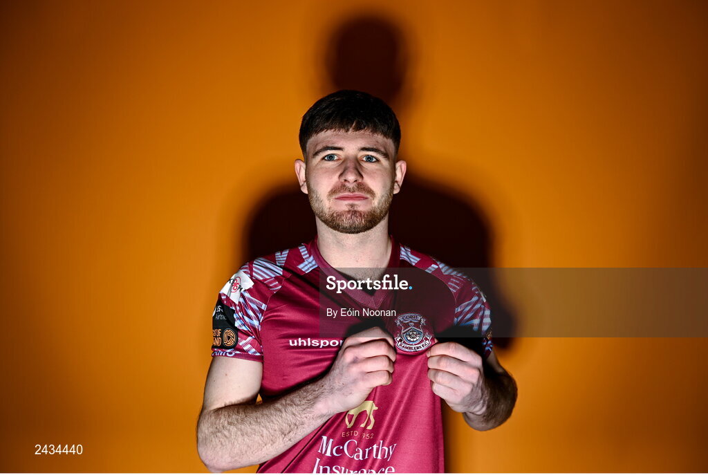 15 February 2023; Dale Holland poses for a portrait during a Cobh Ramblers squad portrait session at Lotamore Park in Mayfield, Cork. Photo by Eóin Noonan/Sportsfile