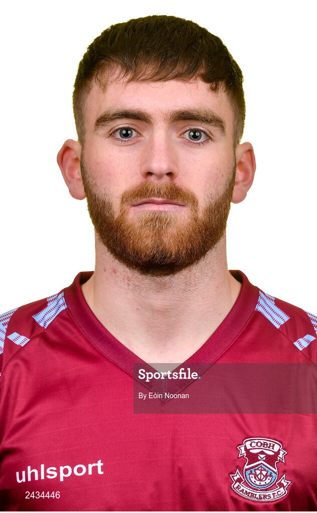 15 February 2023; Conor Drinan poses for a portrait during a Cobh Ramblers squad portrait session at Lotamore Park in Mayfield, Cork. Photo by Eóin Noonan/Sportsfile