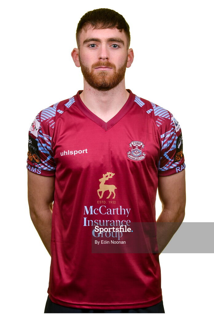 15 February 2023; Conor Drinan poses for a portrait during a Cobh Ramblers squad portrait session at Lotamore Park in Mayfield, Cork. Photo by Eóin Noonan/Sportsfile