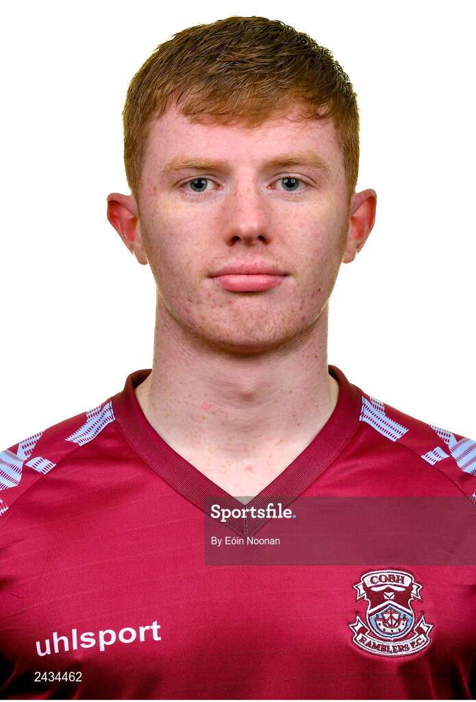 15 February 2023; Cian Browne poses for a portrait during a Cobh Ramblers squad portrait session at Lotamore Park in Mayfield, Cork. Photo by Eóin Noonan/Sportsfile