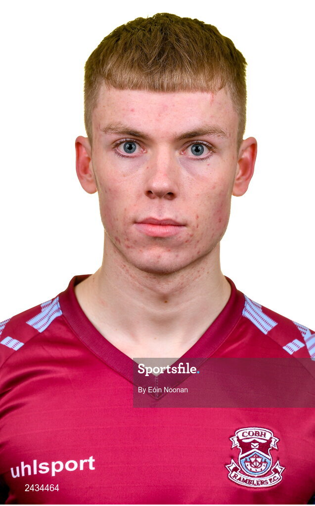 15 February 2023; Michael McCarthy poses for a portrait during a Cobh Ramblers squad portrait session at Lotamore Park in Mayfield, Cork. Photo by Eóin Noonan/Sportsfile