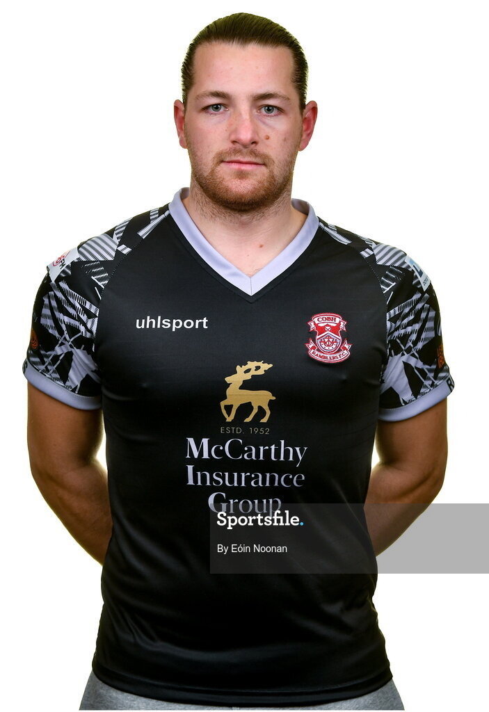 15 February 2023; Lee Steacy poses for a portrait during a Cobh Ramblers squad portrait session at Lotamore Park in Mayfield, Cork. Photo by Eóin Noonan/Sportsfile