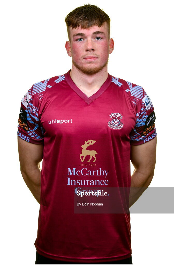 15 February 2023; Callum Stringer poses for a portrait during a Cobh Ramblers squad portrait session at Lotamore Park in Mayfield, Cork. Photo by Eóin Noonan/Sportsfile
