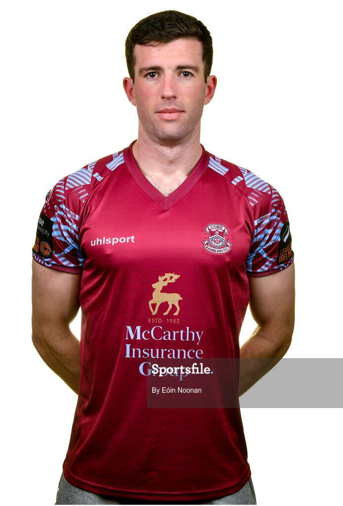 15 February 2023; Breandán Frahill poses for a portrait during a Cobh Ramblers squad portrait session at Lotamore Park in Mayfield, Cork. Photo by Eóin Noonan/Sportsfile