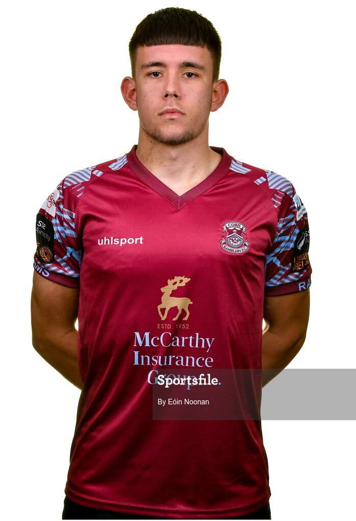 15 February 2023; David Bosnjak poses for a portrait during a Cobh Ramblers squad portrait session at Lotamore Park in Mayfield, Cork. Photo by Eóin Noonan/Sportsfile