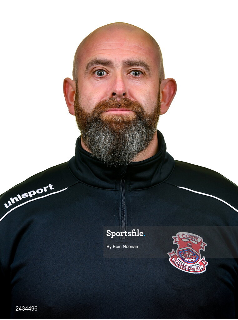 15 February 2023; Goalkeeping coach Noel Cantwell poses for a portrait during a Cobh Ramblers squad portrait session at Lotamore Park in Mayfield, Cork. Photo by Eóin Noonan/Sportsfile