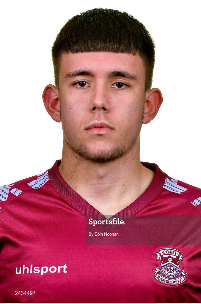 15 February 2023; David Bosnjak poses for a portrait during a Cobh Ramblers squad portrait session at Lotamore Park in Mayfield, Cork. Photo by Eóin Noonan/Sportsfile