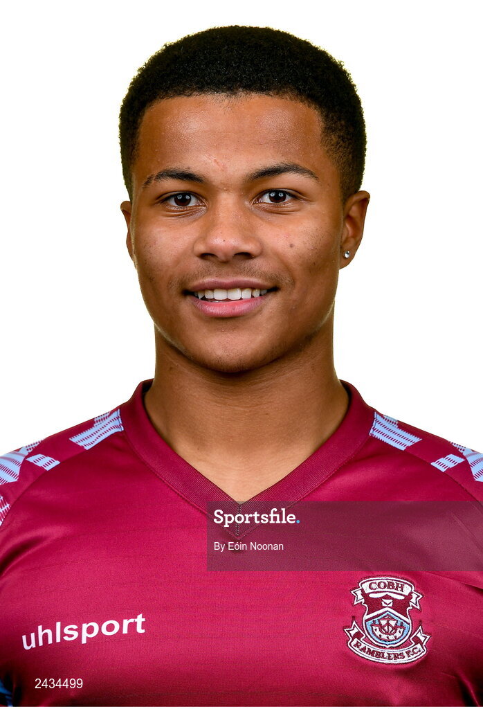 15 February 2023; Adrien Thibaut poses for a portrait during a Cobh Ramblers squad portrait session at Lotamore Park in Mayfield, Cork. Photo by Eóin Noonan/Sportsfile