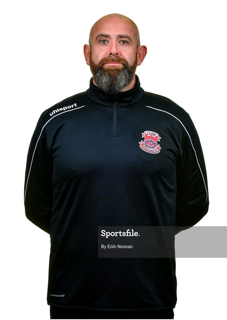 15 February 2023; Goalkeeping coach Noel Cantwell poses for a portrait during a Cobh Ramblers squad portrait session at Lotamore Park in Mayfield, Cork. Photo by Eóin Noonan/Sportsfile