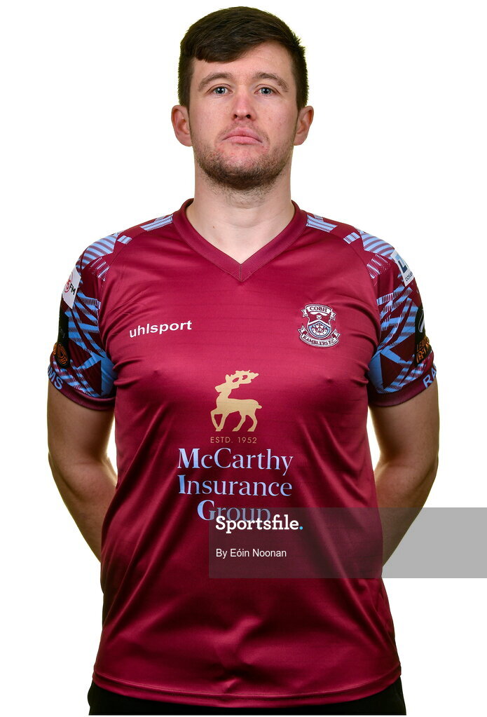 15 February 2023; Jake Heagarty poses for a portrait during a Cobh Ramblers squad portrait session at Lotamore Park in Mayfield, Cork. Photo by Eóin Noonan/Sportsfile