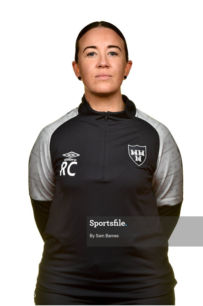 20 February 2023; Player Liason Rebecca Creagh poses for a portrait during a Shelbourne squad portrait session at Tolka Park in Dublin. Photo by Sam Barnes/Sportsfile