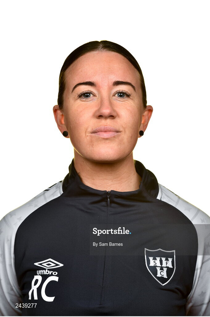 20 February 2023; Player Liason Rebecca Creagh poses for a portrait during a Shelbourne squad portrait session at Tolka Park in Dublin. Photo by Sam Barnes/Sportsfile