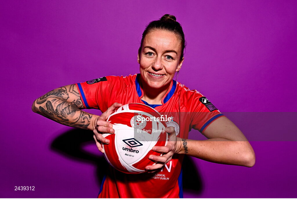 20 February 2023; Pearl Slattery poses for a portrait during a Shelbourne squad portrait session at Tolka Park in Dublin. Photo by Sam Barnes/Sportsfile