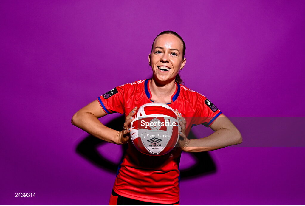 20 February 2023; Kerri Letmon poses for a portrait during a Shelbourne squad portrait session at Tolka Park in Dublin. Photo by Sam Barnes/Sportsfile