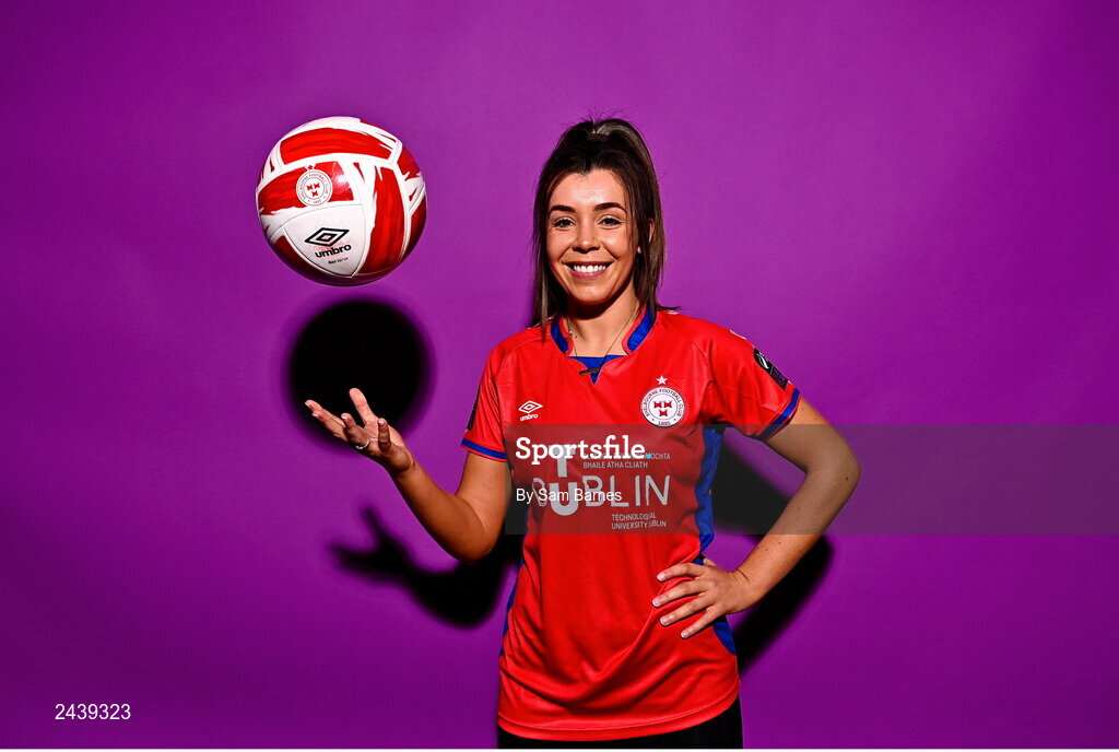 20 February 2023; Sophie Watters poses for a portrait during a Shelbourne squad portrait session at Tolka Park in Dublin. Photo by Sam Barnes/Sportsfile