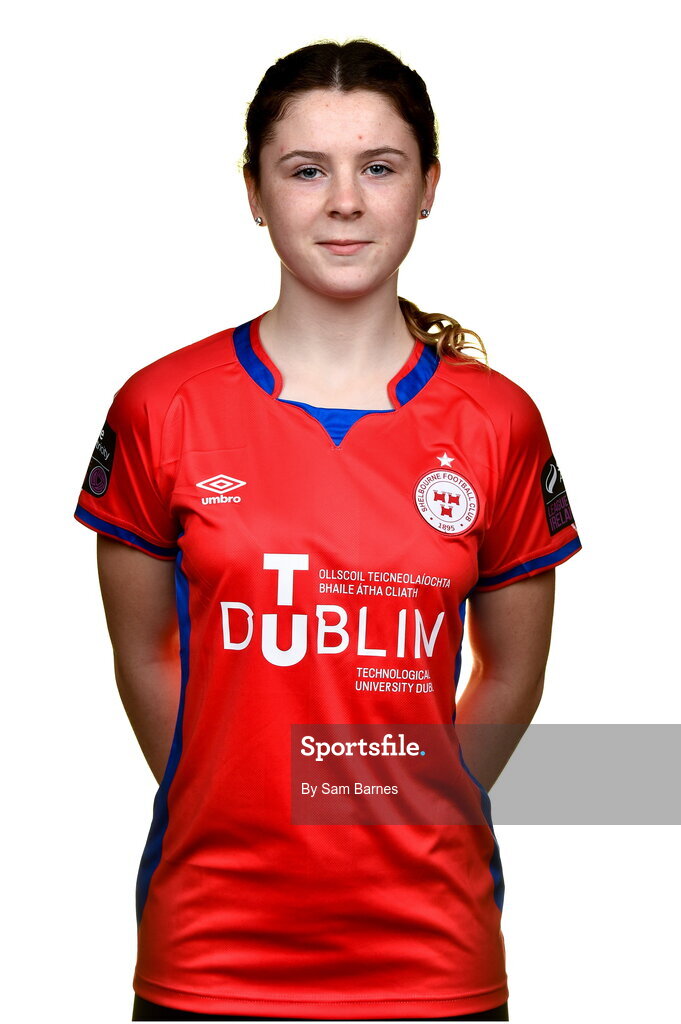 20 February 2023; Leah Riley during a Shelbourne squad portrait session at Tolka Park in Dublin. Photo by Sam Barnes/Sportsfile