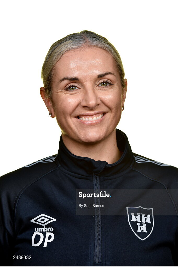 20 February 2023; Sports Therapist Donna Power during a Shelbourne squad portrait session at Tolka Park in Dublin. Photo by Sam Barnes/Sportsfile