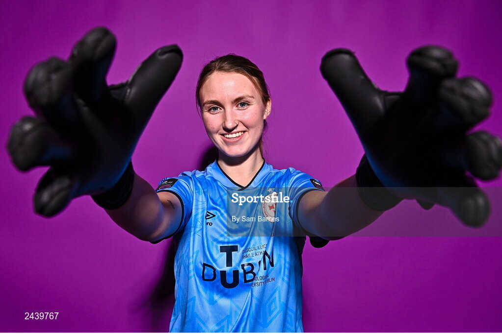 20 February 2023; Courtney Maguire poses for a portrait during a Shelbourne squad portrait session at Tolka Park in Dublin. Photo by Sam Barnes/Sportsfile