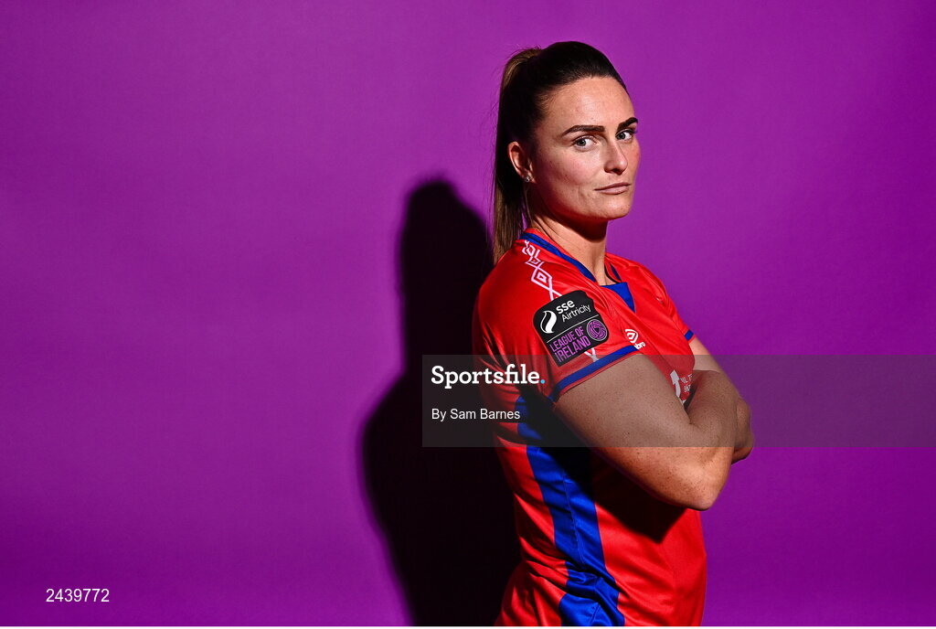 20 February 2023; Jemma Quinn poses for a portrait during a Shelbourne squad portrait session at Tolka Park in Dublin. Photo by Sam Barnes/Sportsfile